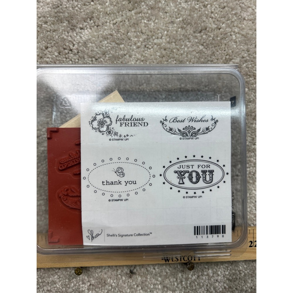 Stampin Up Oval All 113790 Wood Mount Rubber Stamp Set Shelli Signature 4pc